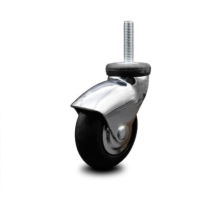 Service Caster 3 Inch Bright Chrome Hooded Neoprene Rubber 10mm Threaded Stem Caster SCC SCC-TS03S310-NPRB-BC-M1015